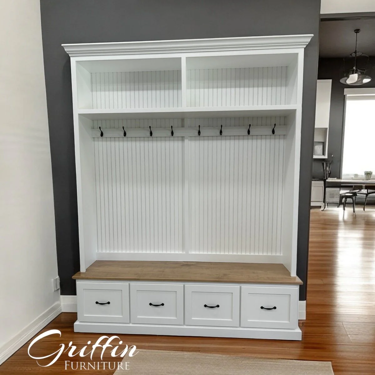 Nashville Entryway Shoe Storage Bench | Mudroom Bench with Cubbies | 4-Section Organizer | Rustic Farmhouse Furniture | Custom Hall Tree - Image 10