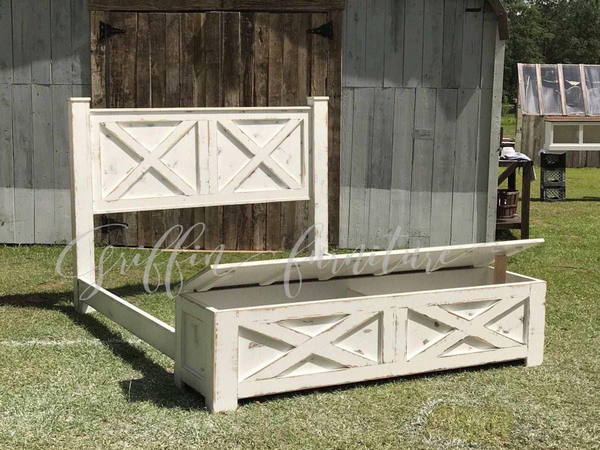 Yulee Barn Door Style Storage Bed Frame | King & Queen Sizes | Rustic Solid Wood Platform Bed with Drawers - Image 6